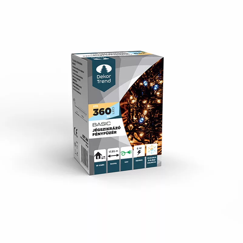 Basic J�gszikr�z� f�nyf�z�r 1800 cm, 360 db LED, 270 meleg feh�r, 90 hideg feh�r